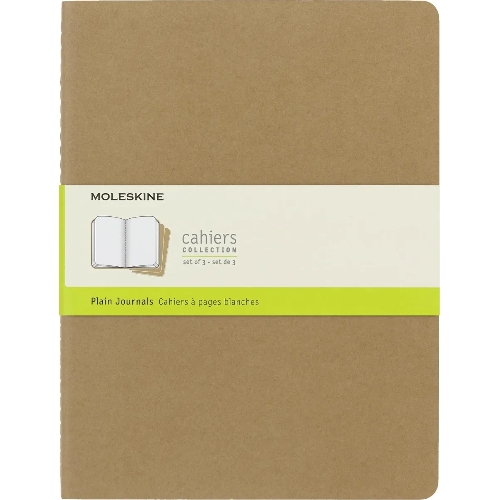Блокнот Moleskine CAHIER JOURNAL QP423 XLarge 190х250 мм, обложка картон, 120 страниц, нелинованный, бежевый (3 шт)