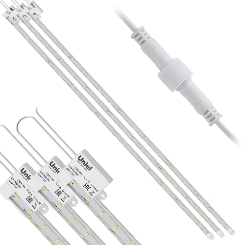 Светильник для растений светодиодный Uniel линейный ULY-P91-20W/SPFR/K IP65 AC220V CLEAR KIT03 1200мм. Спектр для фотосинтеза. В составе набора из 3-х штук.