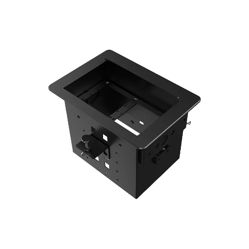Прямоугольный металлический корпус Wize Pro WRTS-06BOX-B для модульной системы врезного лючка в стол с убирающейся крышкой для установки до 6 модулей-вставок, преустановленная рамка, черный