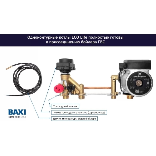 Котел газовый BAXI ECO LIFE 1.24F настен, 24 кВт, одноконтурный, с закрыт. кам. сгор.