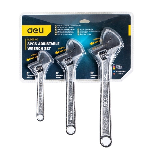 Набор разводных гаечных ключей Deli DL006A-3 3 шт 6"/8"/10" (3 шт 6"/8"/10" 150/200/250 мм)