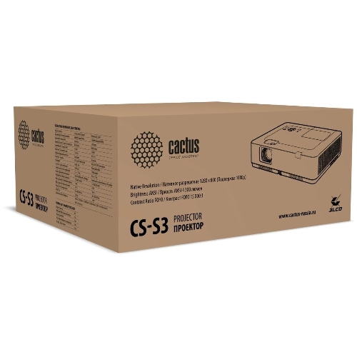Проектор Cactus CS-S3.B 3LCD 43000Lm LS 4300Lm ANSI (1280x1024) 15000:1 ресурс лампы:10000часов 1xUSB typeA 2xHDMI 4.7кг