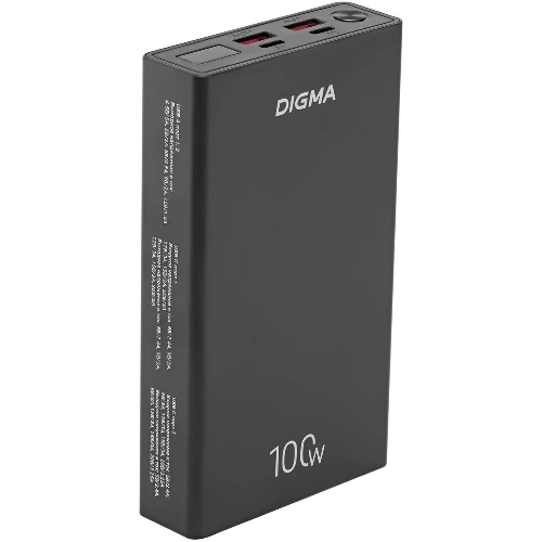 Портативный аккумулятор Digma DGPD100WA 20000mAh QC3.0/PD3.0 100W 5A 2xUSB-A/2xUSB-C черный