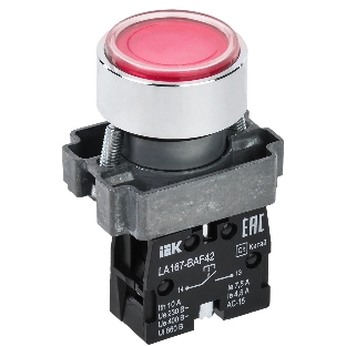 Кнопка LA167-BAF42 d=22мм 1р красная IEK