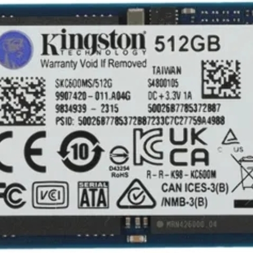 Накопитель SSD Kingston KC600, 512Gb, mSATA, R/W 550/520