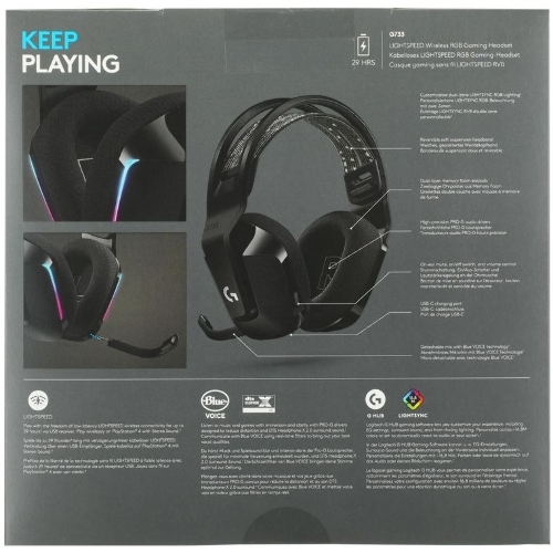 Гарнитура Logitech G733 чёрный, беспроводная, 2.4 ГГц, до 29 ч, LIGHTSYNC RGB