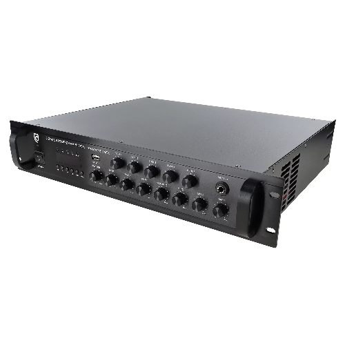 Микшер-усилитель Intrend ITMXAMP-350MTZ зональный, 5 зон. MP3, FM-тюнер, USB, Bluetooth, 3хMic/2хLine входы, 1хLine выход, 350 Вт, 4-16 Ом/100V, IR-пульт в комплекте