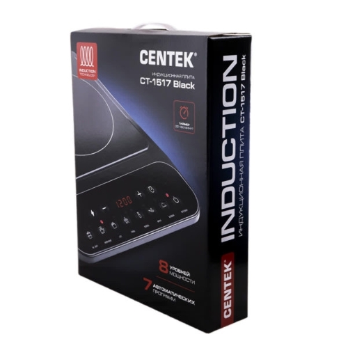 Плита настольная электрическая Centek CT-1517 черный, 2 кВт, индукция, конфорки - 1, стеклокерамика, сенсор