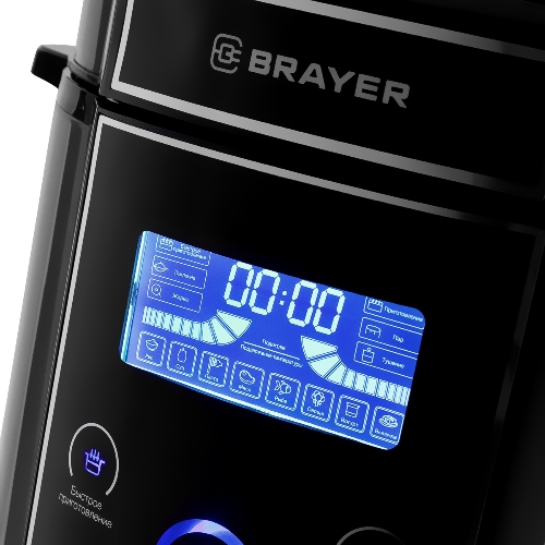 Мультиварка-скороварка BRAYER BR2401 серебристый/чёрный, 6 л, 1000 Вт, сенсор, 12 программ