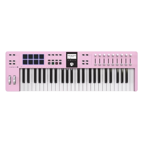 Клавиатура MIDI 231525 Arturia KeyLab Essential 49 mk3 Rose Quartz 49 клавиш, LCD дисплей, 9 энкодеров, 8 пэдов, 9 фейдеров, 12 кнопок управления, колеса высоты тона и модуляции, 1/4" Jack вход для педали, MIDI выход, Type-C
