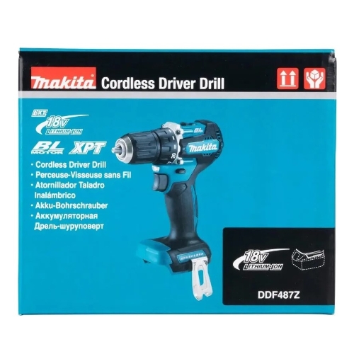 Дрель-шуруповерт Makita DDF487Z, 18 В, 0 Ач, 40 Нм, бесщеточный