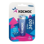 Аккумулятор Li-ion 18650 3400 мАч с защитой (блист.1шт) Космос KOC18650Li-ion34PBL1