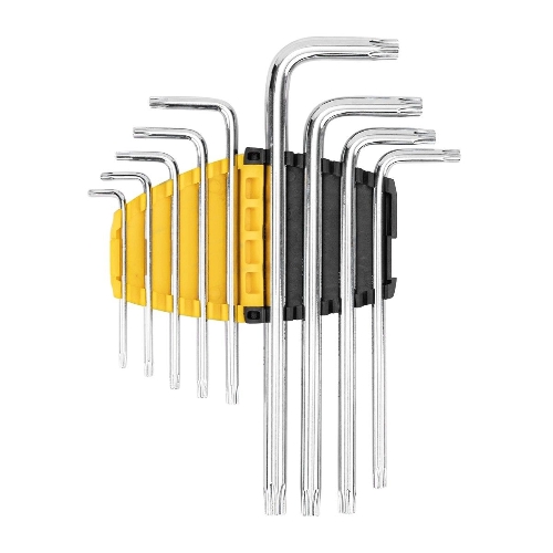 Набор шестигранных ключей ";TORX"; Deli DL3091 9 шт. Размер: 1/16”-3/8”. Хромированный. Технические характеристики: Т10,Т15,Т20,Т25,Т27,Т30,Т40,Т45,Т50