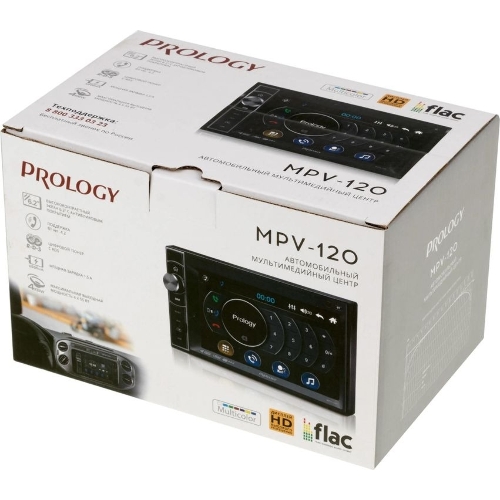 Автомагнитола Prology MPV-120, 2 DIN, 6.2", Bluetooth, USB Type-A, AUX, пульт ДУ