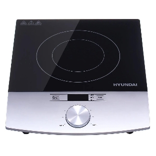 Плита настольная электрическая Hyundai HYC-0102 серебристый/черный, 2 кВт, индукция, конфорки - 1, стеклокерамика, поворотные переключатели, сенсорнастольная электрическая Hyundai HYC-0102 серебристый/черный стеклокерамика