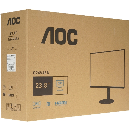 Монитор 23.8" AOC Q24V4EA IPS 2560x1440, 75 Гц, 4 мс, 16:9, 250 кд/м², HDMI, DisplayPort, встроенные динамики, черный