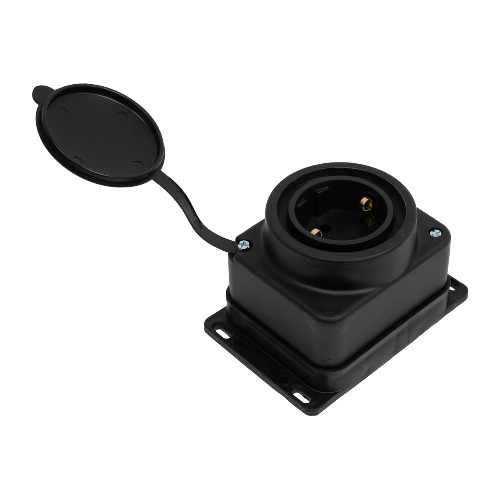 Колодка MultiSet 1х розетка 2К+З 16А/250В IP44 каучуковая черн. SE MST4003BK