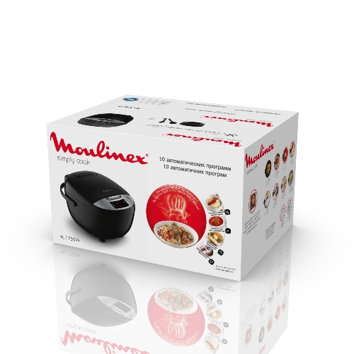 Мультиварка Moulinex MK611832 черный, 4 л, 750 Вт, кнопки, 10 программ