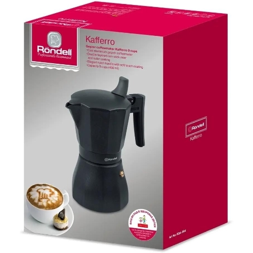 Кофеварка гейзерная Rondell Kafferro RDA-994, 0.45 л, алюминий, черный