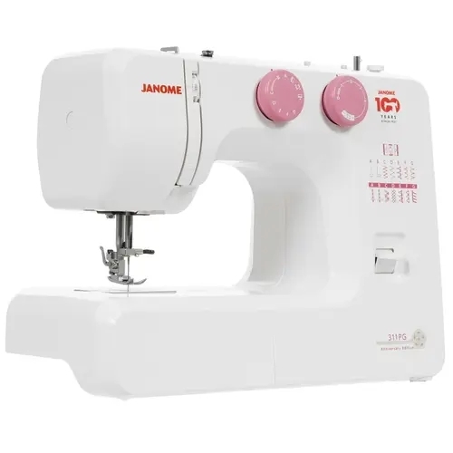 Швейная машина Janome 311PG белый, электромеханическая, вертикальный качающийся, 15 операций, петля полуавтомат