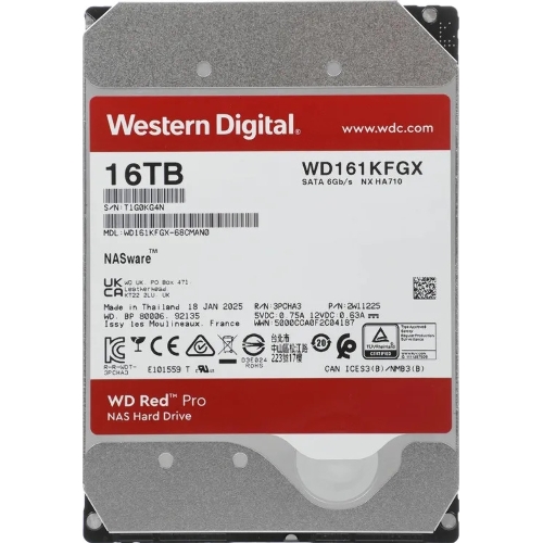 Жесткий диск HDD WD Red Pro 16Tb 7200rpm SATA 512Mb 3.5"