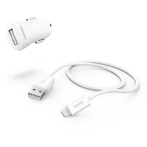 Комплект зарядное устройство Hama H-183266 2.4A для Apple кабель Apple Lightning белый