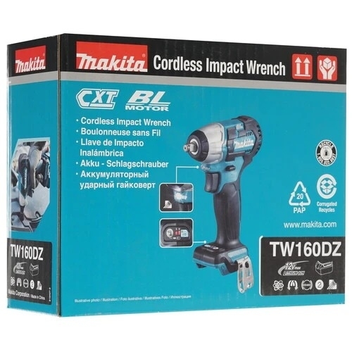 Гайковерт Makita TW160DZ аккум. патрон:квад.3/8" (кейс в комплекте)