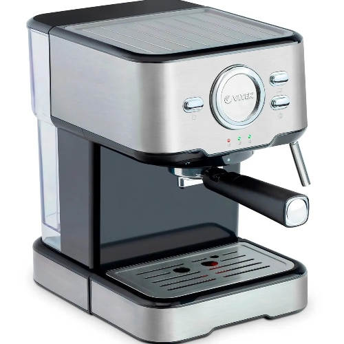 Кофеварка рожковая Vitek VT-1520 серебристый/черный, исп. кофе - молотый, 1.5 л, 850 Вт, 15 бар