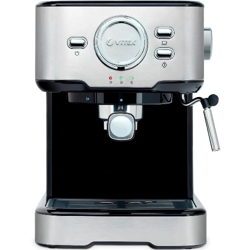 Кофеварка рожковая Vitek VT-1520 серебристый/черный, исп. кофе - молотый, 1.5 л, 850 Вт, 15 бар