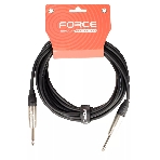 Кабель гитарный FORCE FGC-09/4.51/4" TS Jack - 1/4" TS Jack, высококачественный, малошумящий с проводниками из безкислородной меди OFC, диаметр 6 мм, профессиональные металлические разъемы, длина 4,5 м