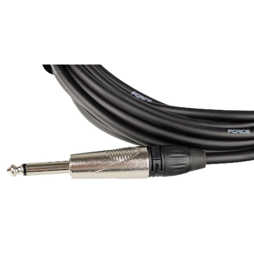 Кабель гитарный FORCE FGC-09/4.51/4" TS Jack - 1/4" TS Jack, высококачественный, малошумящий с проводниками из безкислородной меди OFC, диаметр 6 мм, профессиональные металлические разъемы, длина 4,5 м