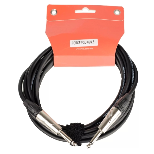 Кабель гитарный FORCE FGC-09/4.51/4" TS Jack - 1/4" TS Jack, высококачественный, малошумящий с проводниками из безкислородной меди OFC, диаметр 6 мм, профессиональные металлические разъемы, длина 4,5 м