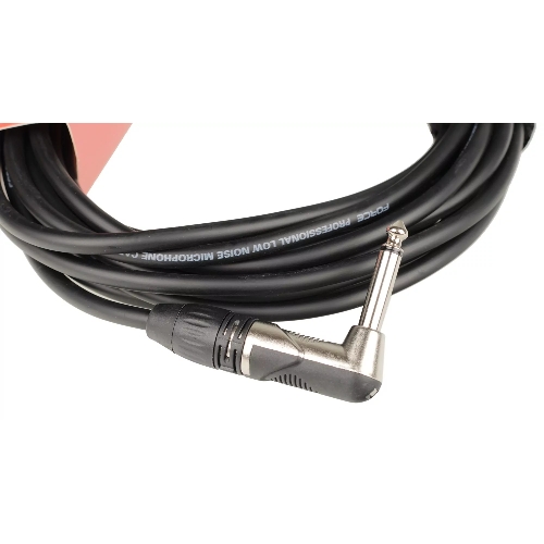 Кабель гитарный FORCE FGC-09/6L1/4" TS Jack - 1/4" TS Jack угловой, высококачественный, малошумящий с проводниками из безкислородной меди OFC, диаметр 6 мм, профессиональные металлические разъемы, длина 6 м