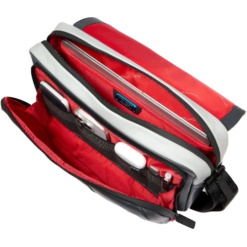 Сумка-мессенджер Piquadro Urban CA6802UB00/GRN с отделением для ноутбука 14" серая/черная натур.кожа