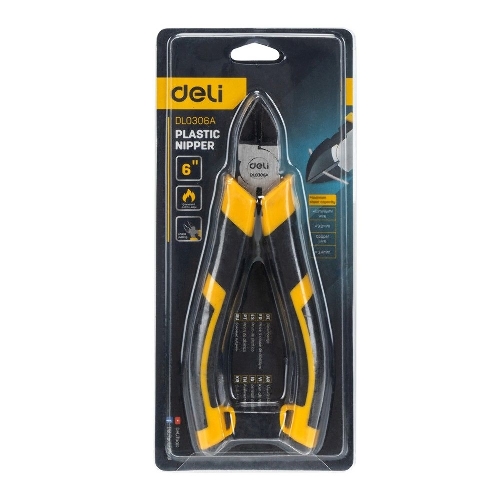 Бокорезы Deli DL0306A 6" Высокоуглеродистая сталь. ПВХ ручка.