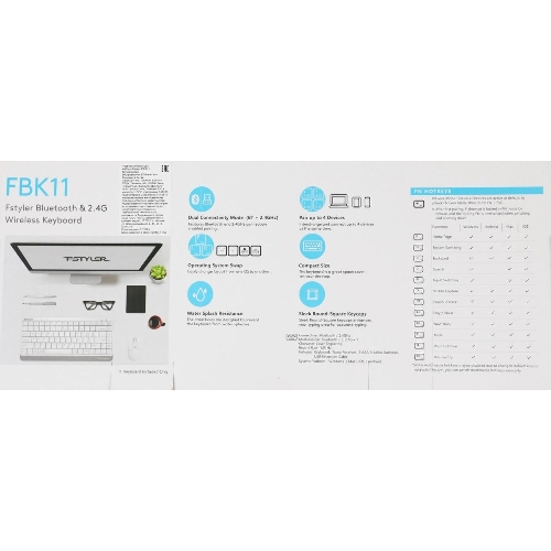 Клавиатура беспроводная A4Tech Fstyler FBK11 USB, Bluetooth/Радиоканал, белый/серый