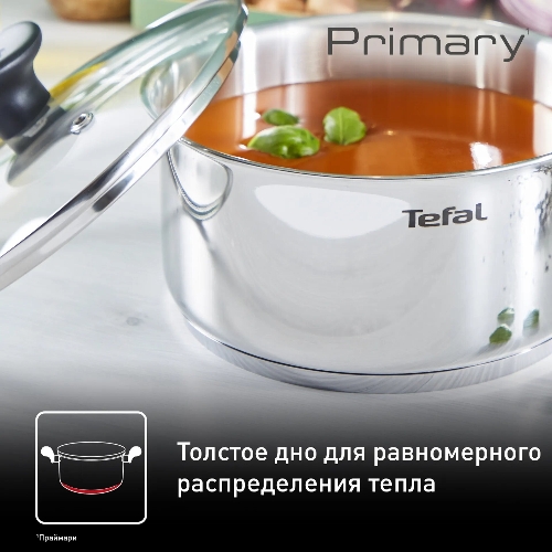 Кастрюля Tefal Primary E3084674 5.2 л. d=24 см (с крышкой) стальной (2100120958)