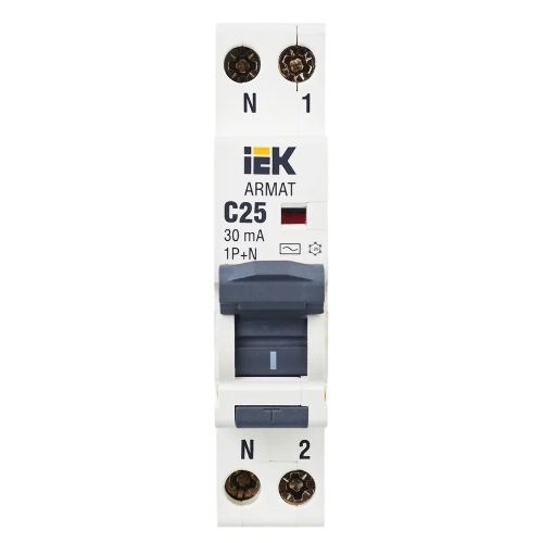 Выключатель автоматический дифференциального тока IEK B06S, 1P+NP, 25А, 6кА, ARMAT