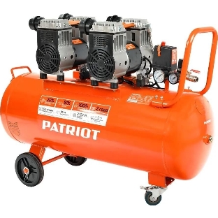 Компрессор поршневой безмасляный Patriot WO 80-360, 360 л/мин, 8 бар, 2200 Вт, 80 л, быстросъем и "елочка" с вентилем